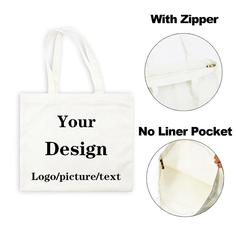 Benutzerdefinierte Tragetasche Fügen Sie Ihren Text/Logo/Bild hinzu. Original-Design-Einkaufstaschen, Handtasche mit Reißverschluss, modische Canvas-Taschen für Damen – Detail 5