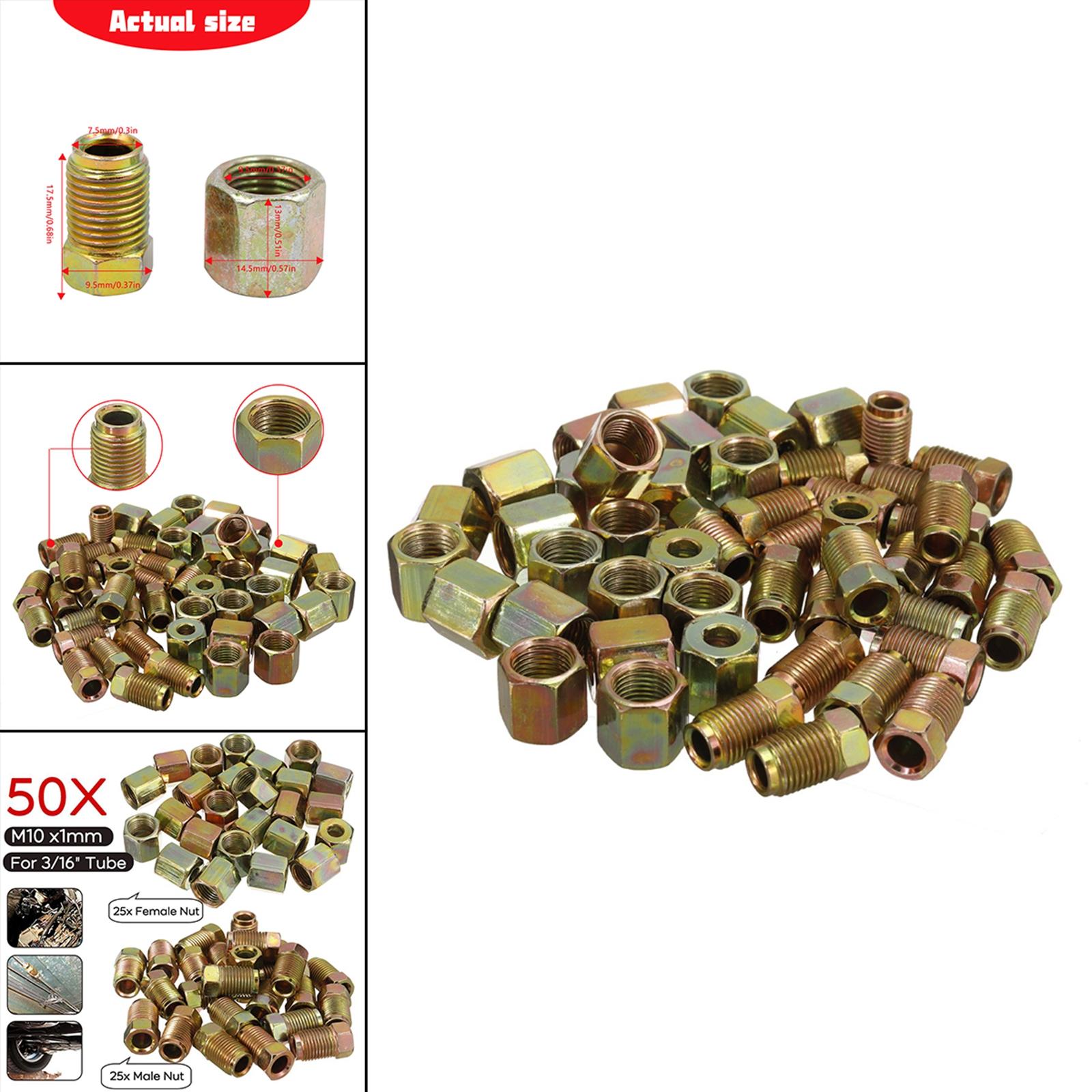 50x Brake Pipe Fittings Adapter for 3/16 Inch Brake Line Tube Replaces