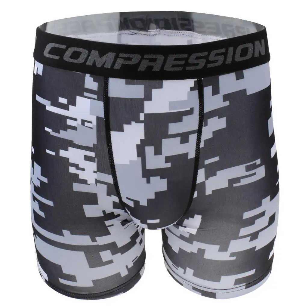 Mens High Elastic Printed Compression Shorts Fitness Sports Tights 4 XL