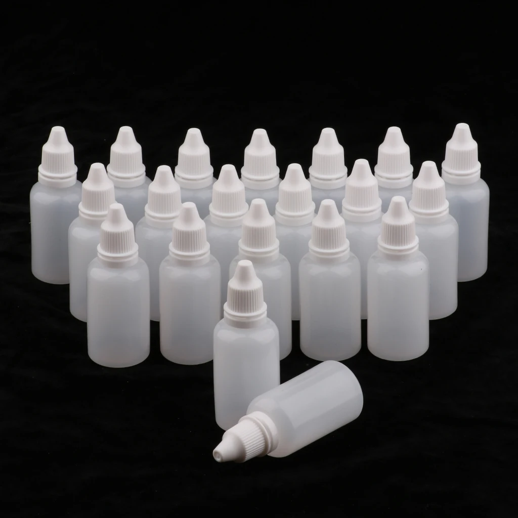 20Pcs 30ml White PE Plastic Empty Plastic Dropper Bottles Eye Liquid Vials