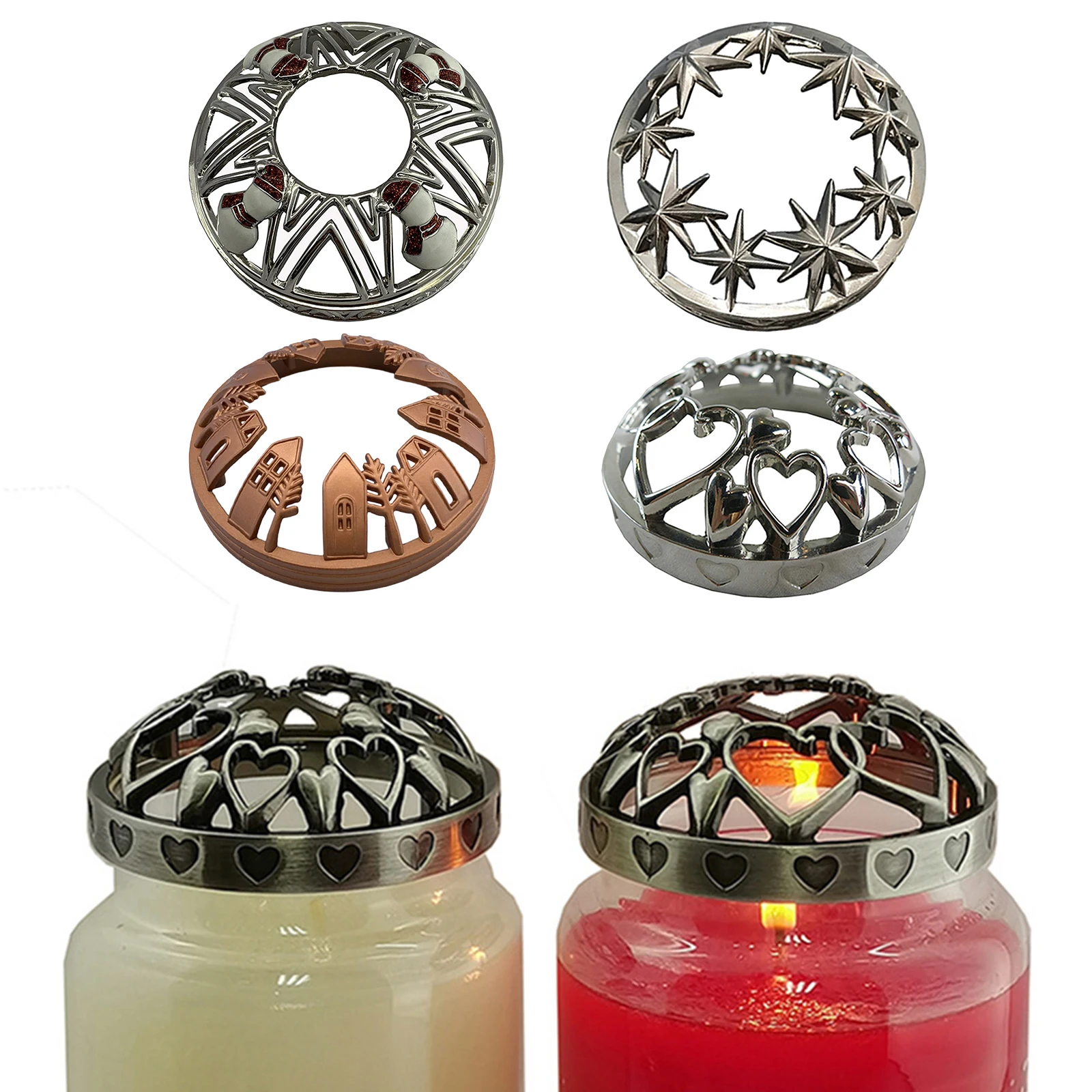 Tea Light Candle Topper Cover Candle Jar Metal Lid Accessories Shades Decor