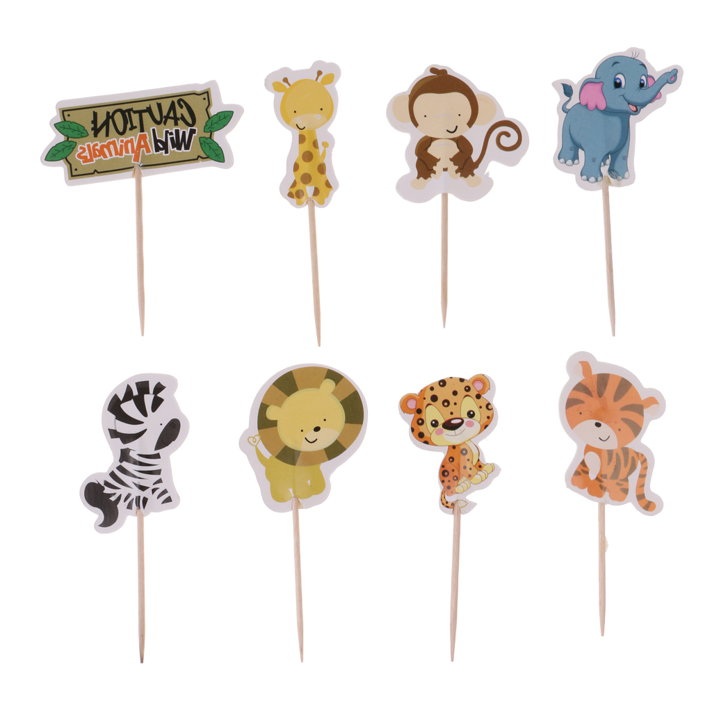 Pack of 24 Animal Style Cupcake Picees Toppers for Kids Party Baby Shower Decor