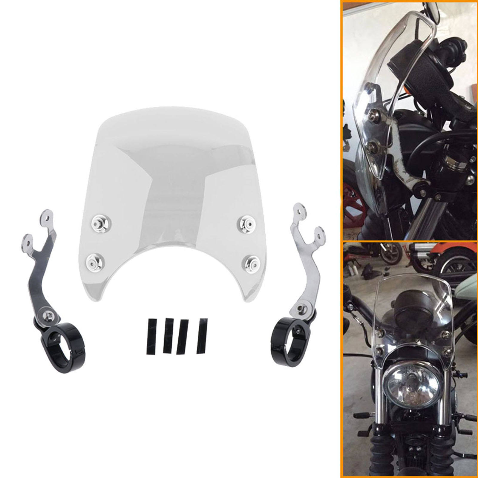 Wind Deflector Clear Windshield For  04-Up Sportster XL883 XL1200 Black