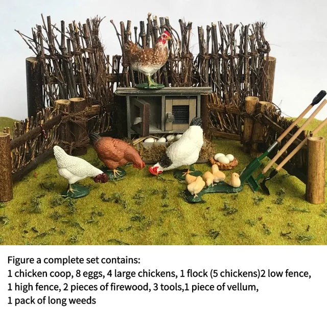 Miniature Chicken Rooster, Egg Basket, Real Straw Hay Bale, Fairy Garden  Accessories, Basket of Egg, Diorama, Hen for Dollhouse Minis 