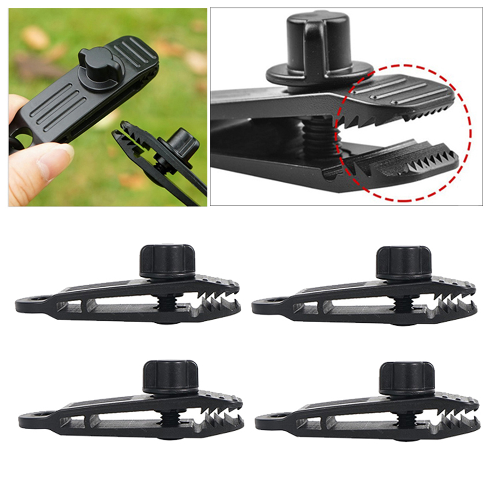 4pcs Nylon Tarp Clips Heavy-Duty Sliding-Lock Grip Clamps For Awnings Marine