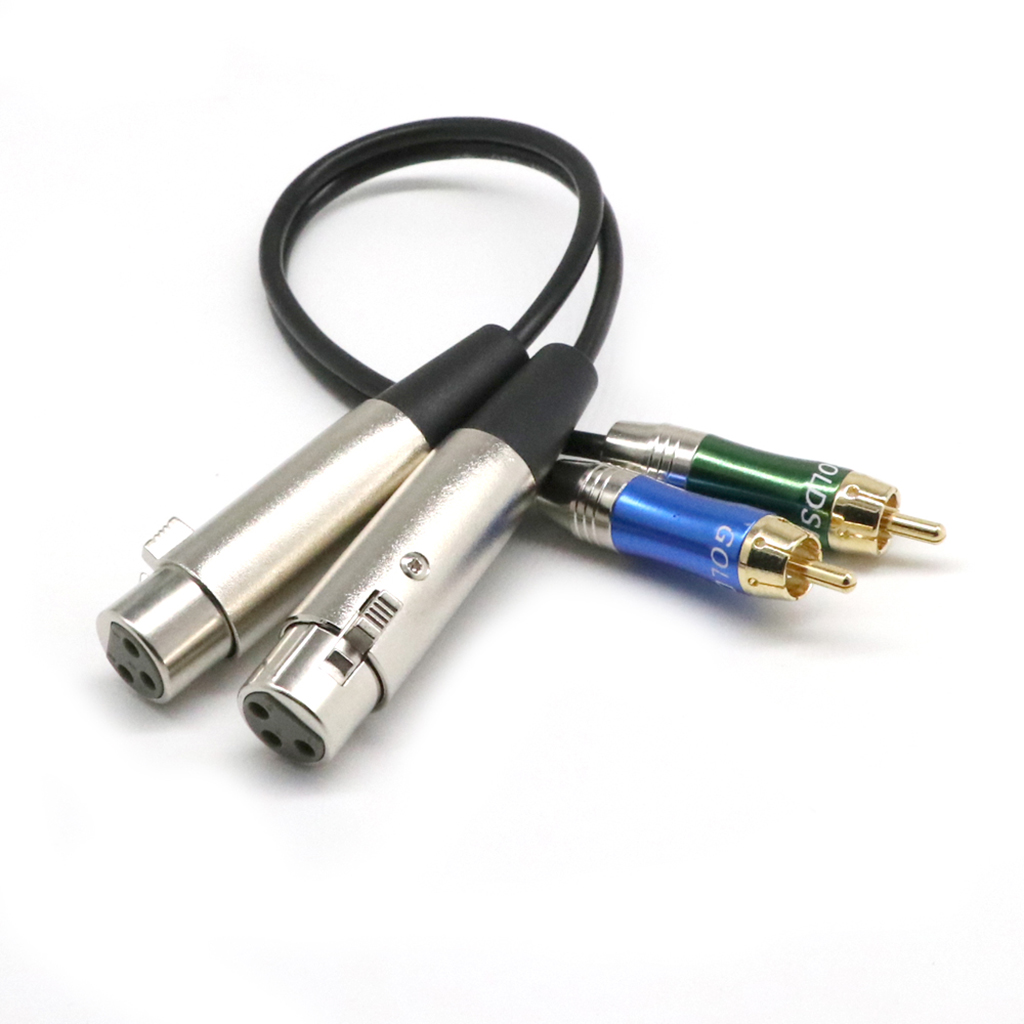 Dual 2 RCA Male Plug To Dual XLR Female Adapter Spiltter Patch Cable Cord Audio Cable (1 Feet)