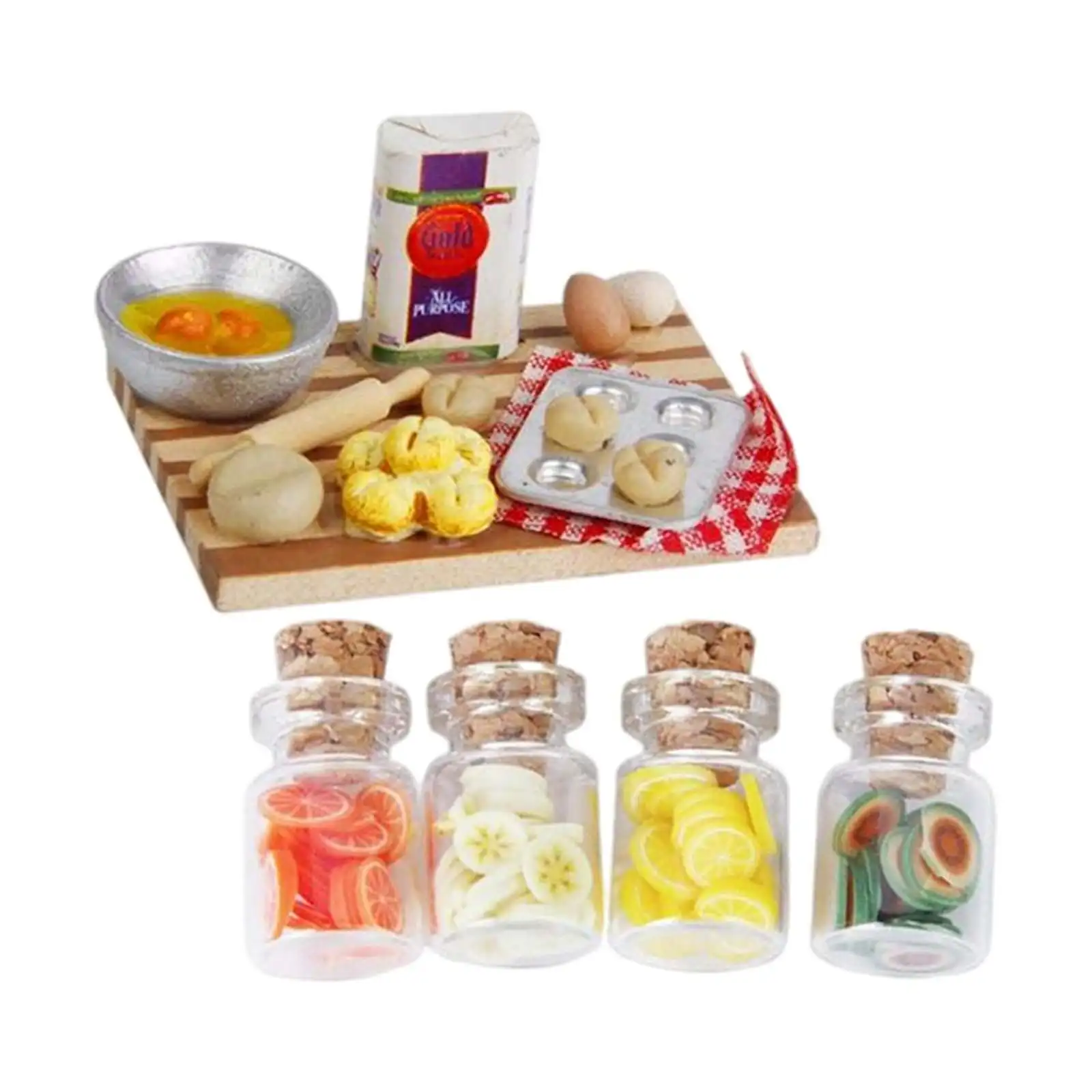 Dolls House Miniature Kitchen Accessory Bottle with Tableware Set