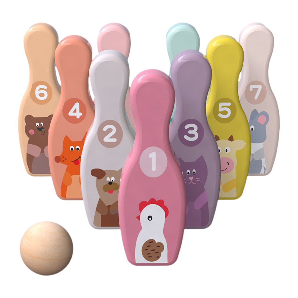 Toddlers Colorful Bowling Set Ball Skittles Developmental Outdoors Sports