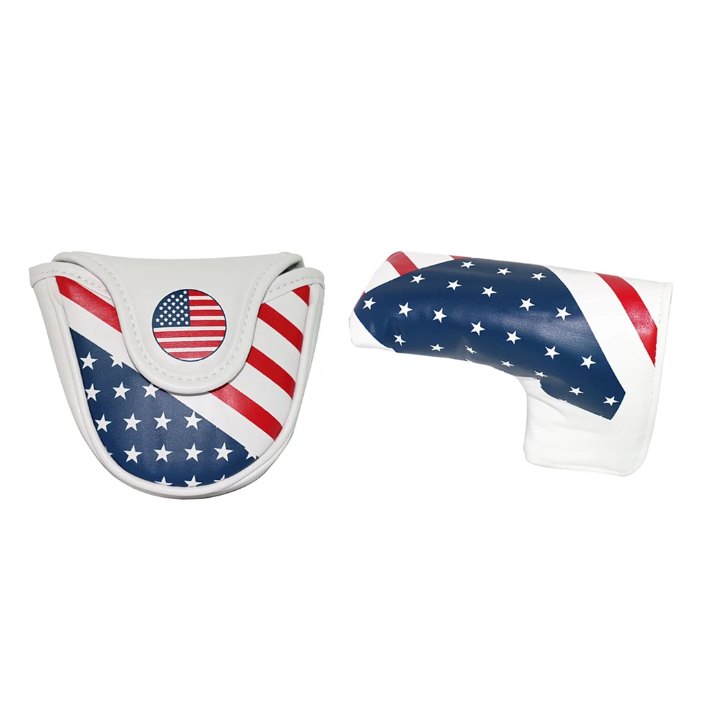 Premium Golf Club Headcover USA American Flag Blade Putter Mallet Putters Head Cover Protector Guard Sleeves Accessories
