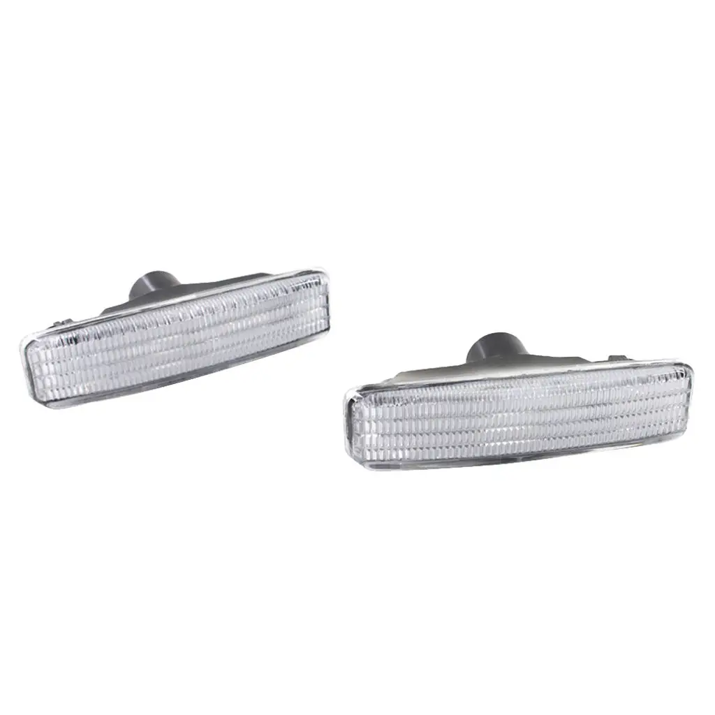2 Pack Clear Len Front Side Marker Lamps with LED Lights for BMW E39 5 SERIES 1997-2003 Bumper 9.4x4x4cm Repace 63148360589