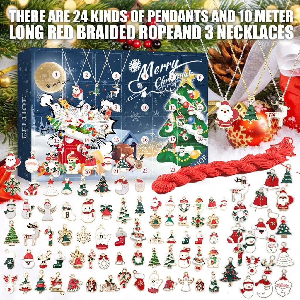 Advent Calendar 2021 24Pcs Hanging Ornaments Xmas Christmas Decorations Pendant for Wall Christmas Tree