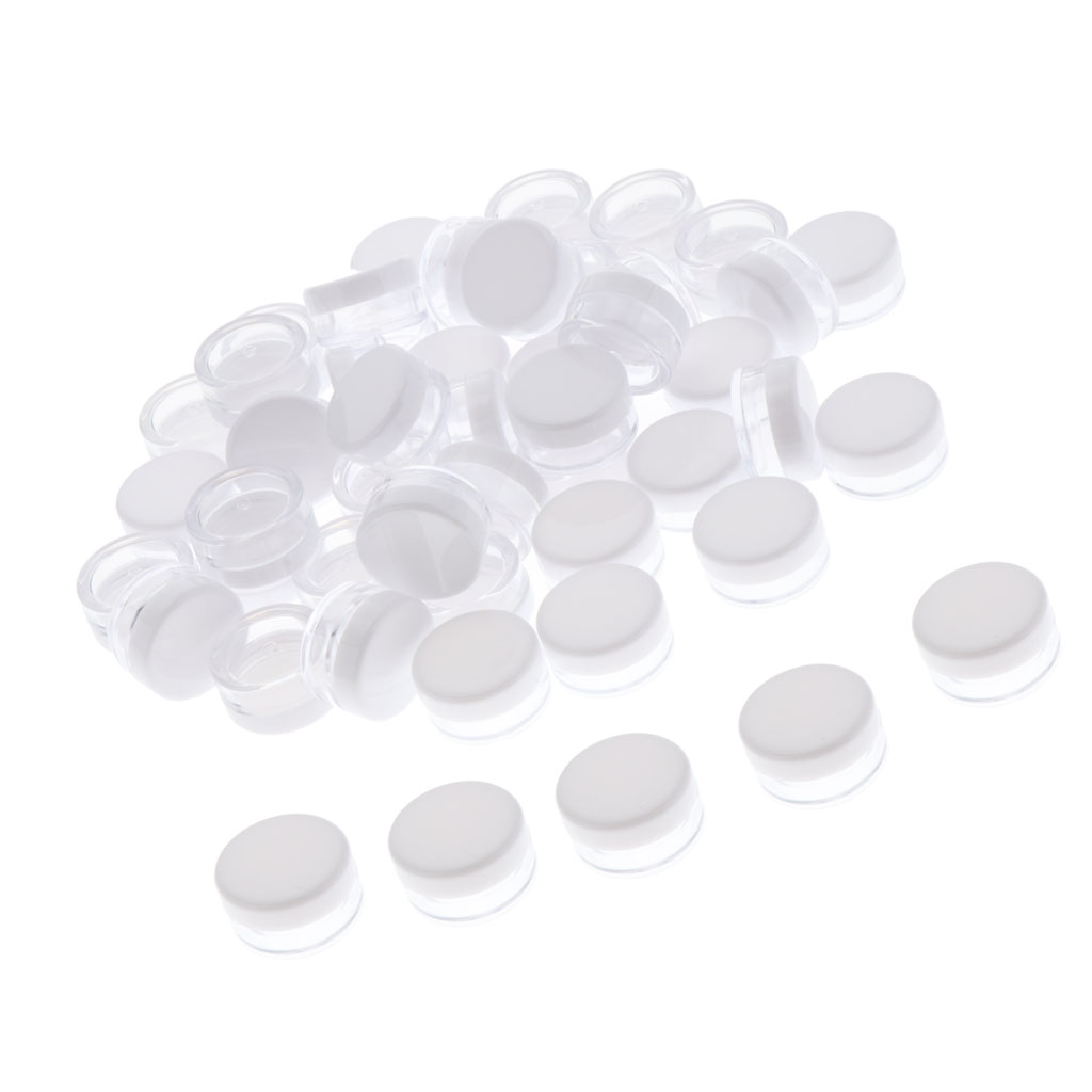 50 Pieces Empty Plastic Sample Containers, 5 Gram Size, Round Cosmetic Pot Jars