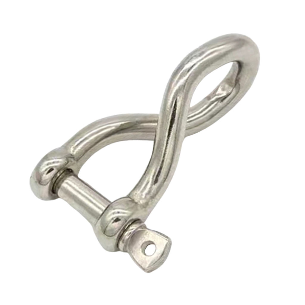 10mm Long Twisted D Shackle Shade Sail / Boating Accessory Stainless Steel