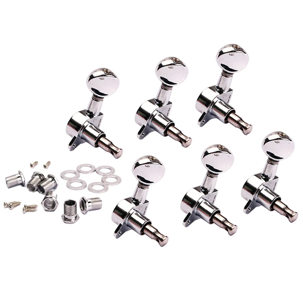 6pcs Right-handed Electric Guitars Tuning Pegs Tuners Machine Heads DIY, Chrome