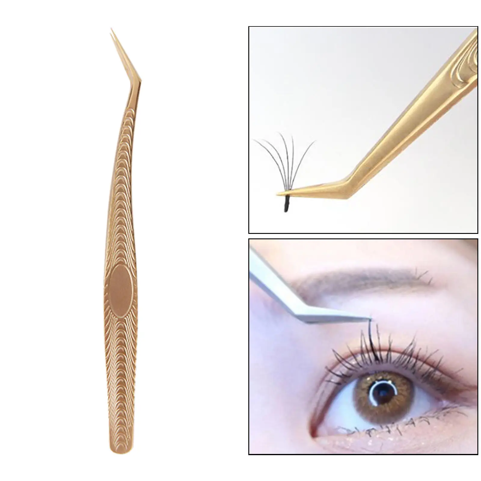 Stainless Steel Eyelash Tweezers Extension Straight and Curved Tip Nippers False Lash Application Tools Lash Extension Supplies