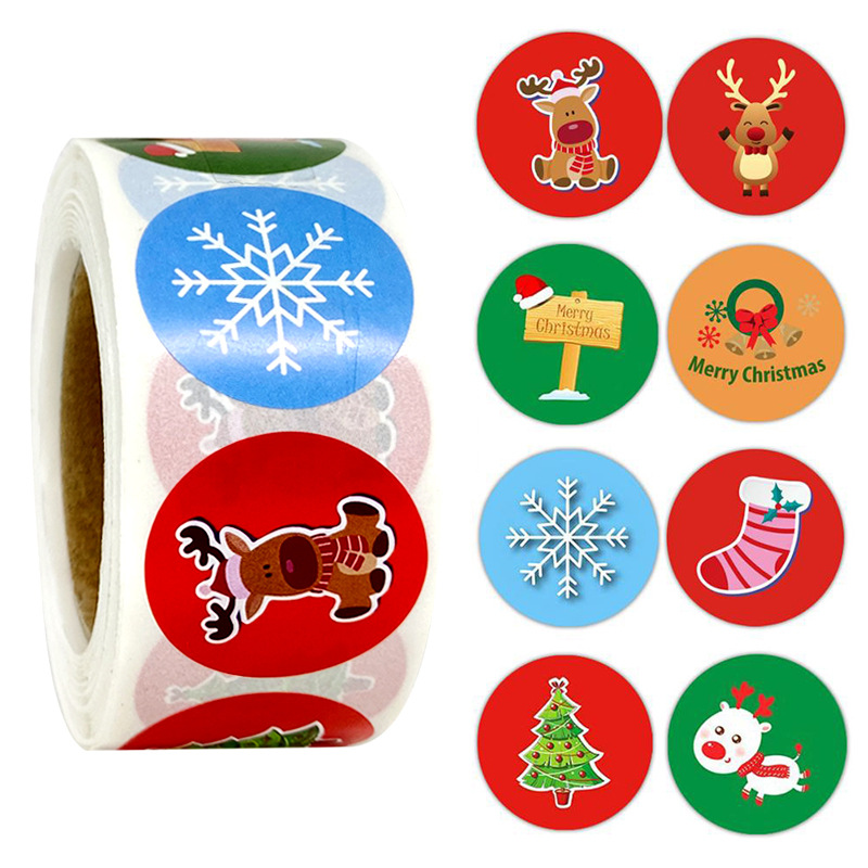 Decoração de Natal Recompensa de Papel Decoração de Natal para Casa Pces Rolo Presente Adesivos Kawaii Adesivo para Casa 500 - 4 High Quality Material escolar e de escritório