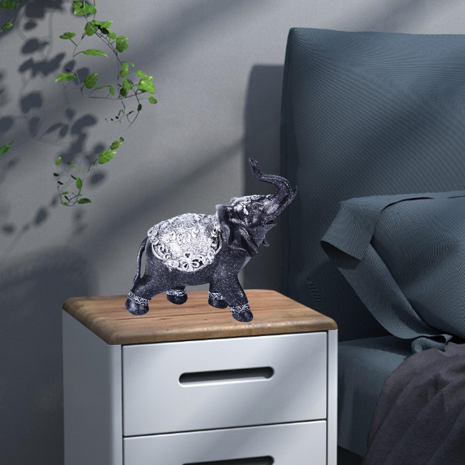 Elephant Figurine Auspicious Collectible Sculpture Statue for Cabinet Shelf
