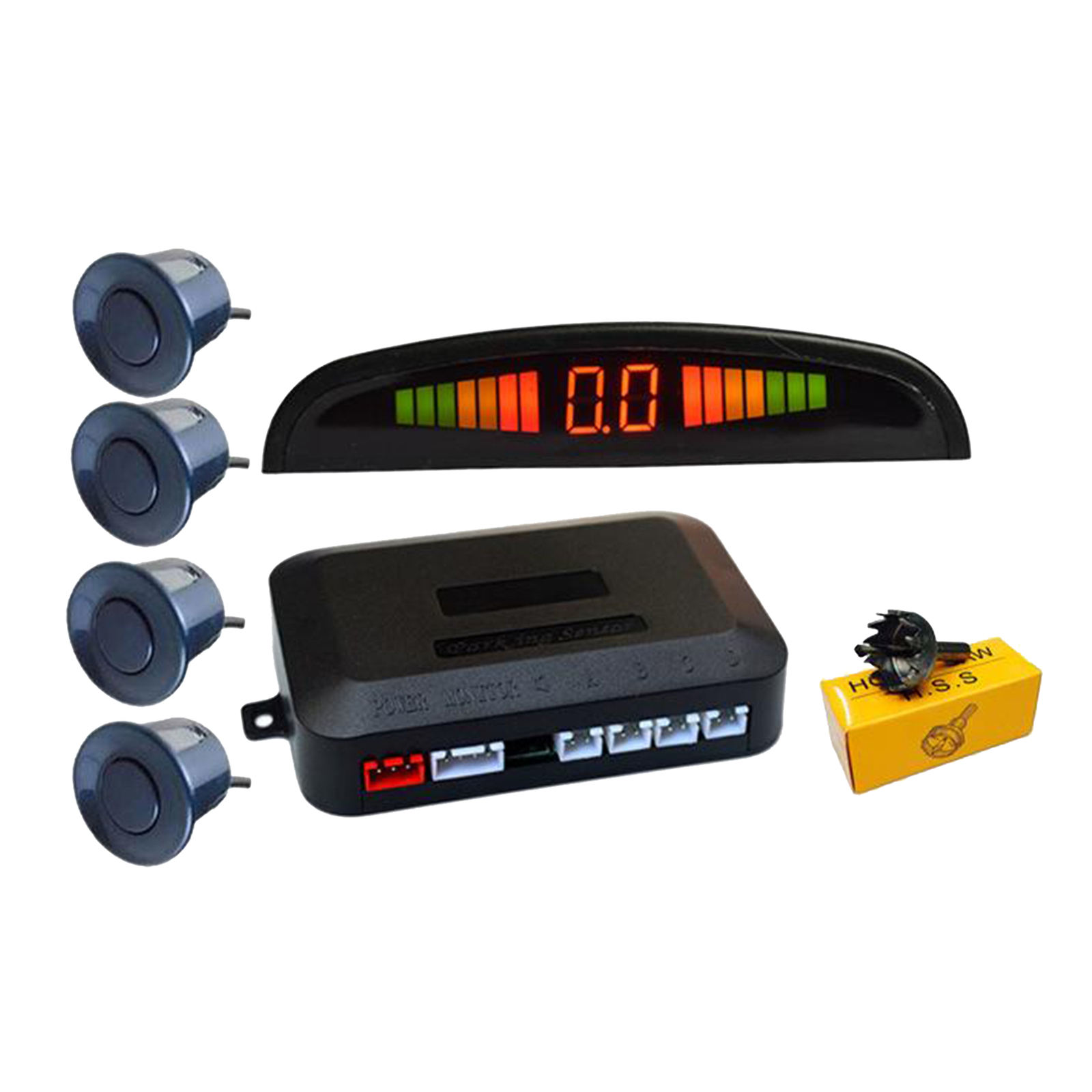 Car Auto Vehicle Reverse Backup  System with 4 Parking Sensors Distance Detection, LED Distance Display, Buzzer Warning