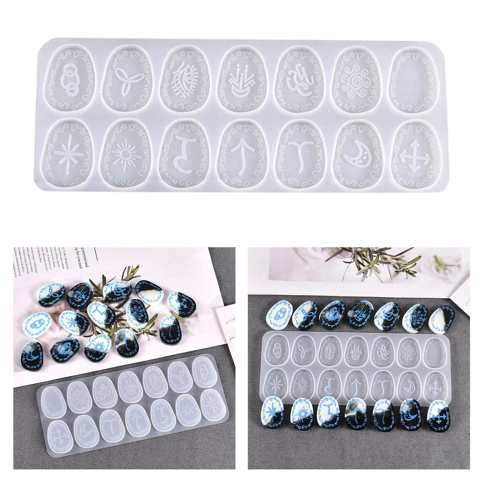 Rune Stones Resin Mold Runes Character UV Epoxy Silicone Mold Silicone Casting Molds for DIY Pendant Making Friend Gift Stacking
