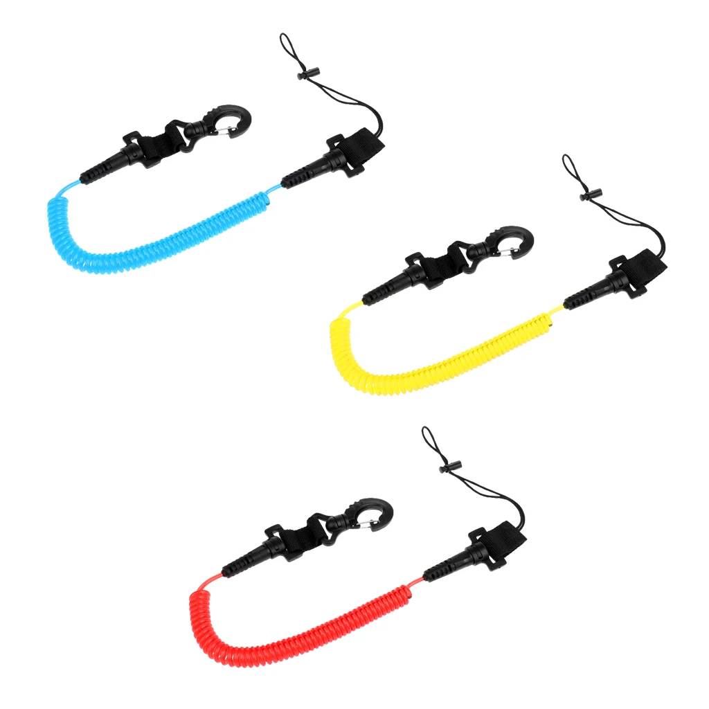 MagiDeal Surfboard Kayak Coil Paddle Leash Diving Accessories Lanyard Cord Blue/Red/Yellow