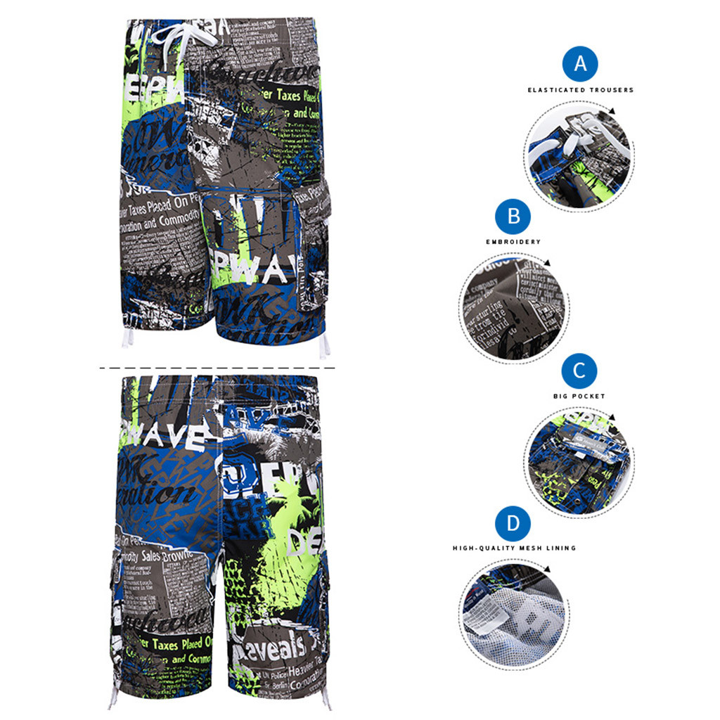 2021 Men'S Shorts Men Casual Printing Beach 2021 Summer Waterproof