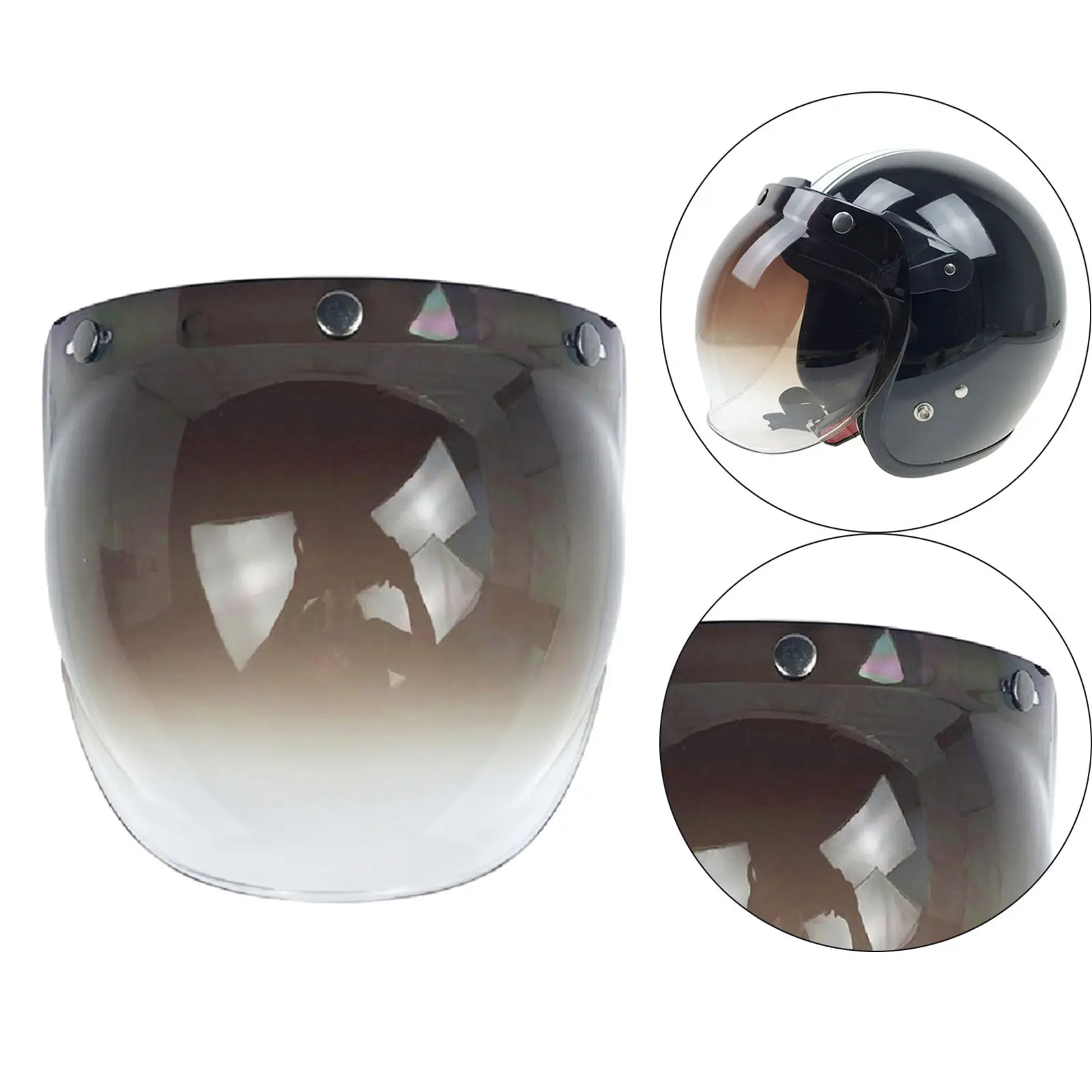 3 as described Universal Bubble 3-Snap Motorcycle Helmet Visor Flip Up Face Shield Lens Plain 