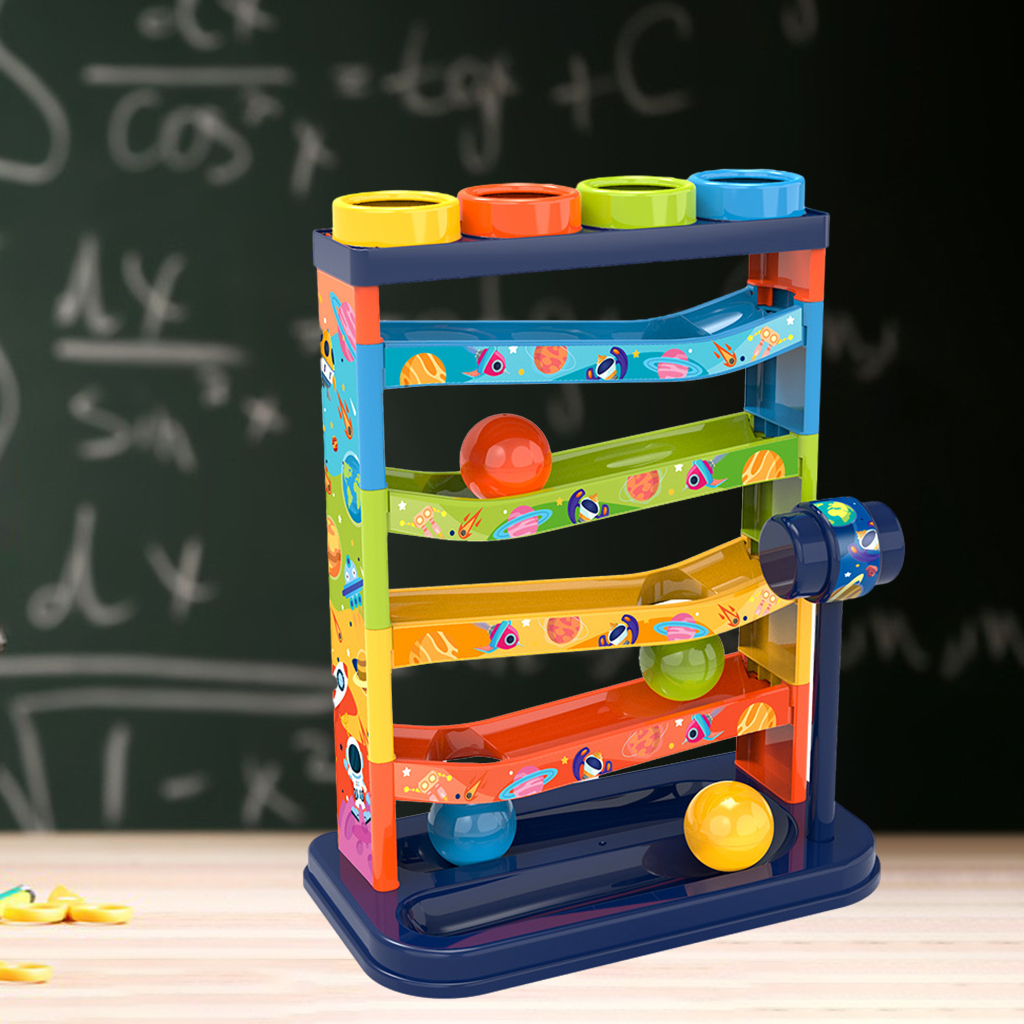 Toddler Car Ramp Toys Ball Race Tracks for Toddlers with 10 Mini Cars, Toy