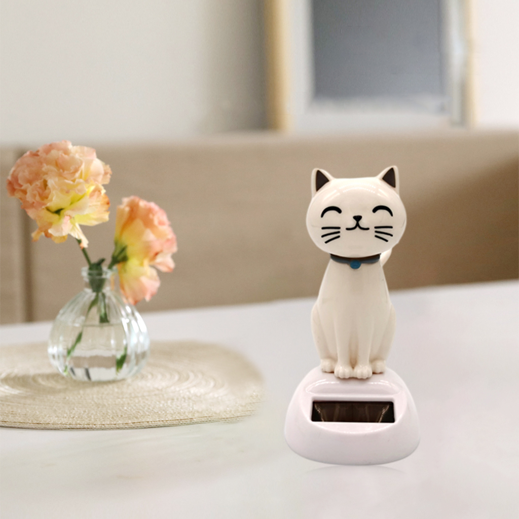 Solar Power Shaking Head Dancing Little Cat Desk Table Top Home Car Interior Decor Bobble Head Doll Dancing Toy Birthday Gift