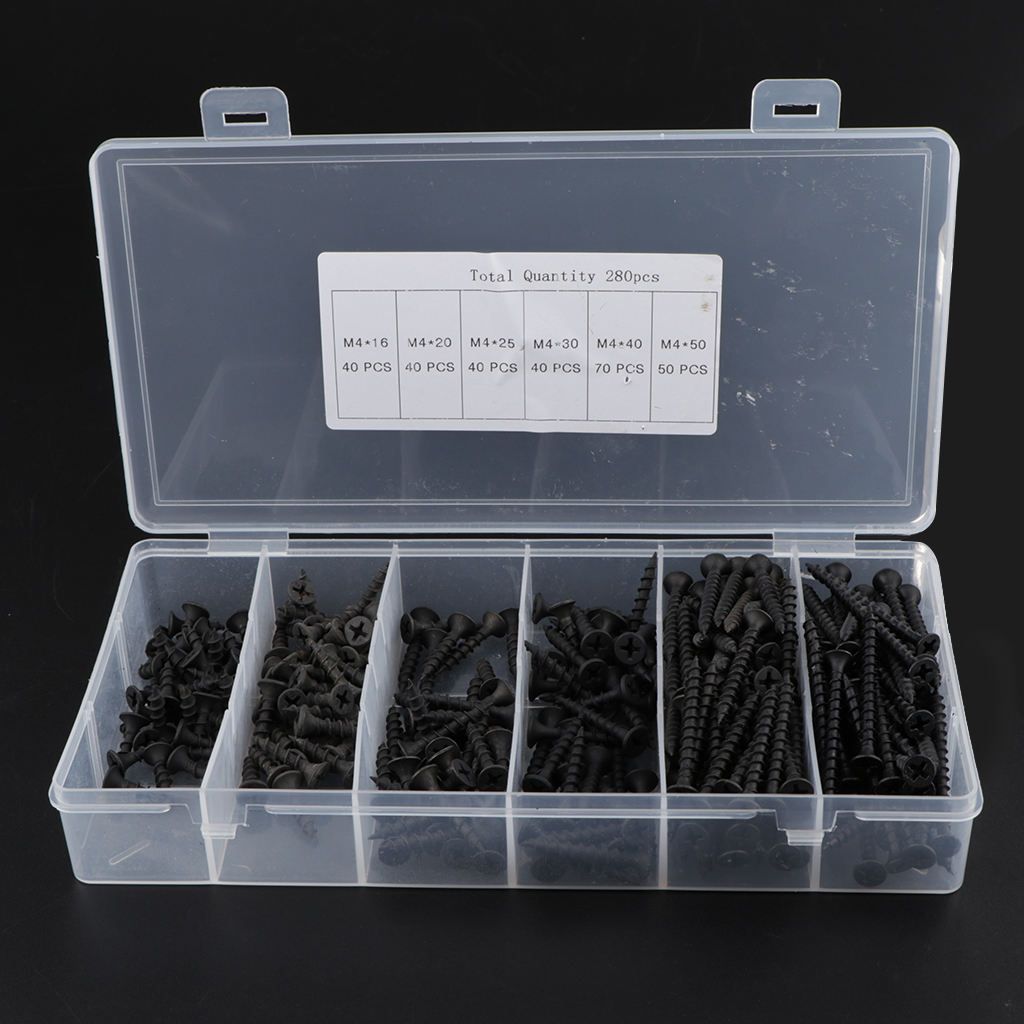 280 Pieces Black Screw Set Electronic Cross Stitch Screws Assortment Kits
