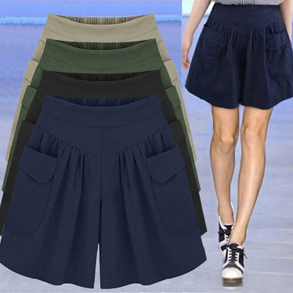lululemon shorts 80% HOT Women's Shorts For Female Summer  Loose Elastic WaistPlus Size Solid Color Elastic Waist Casual Loose Shorts with Pocket short pants