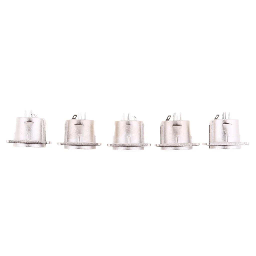5Pcs XLR 3Pin Male Square Wall Chassis Panel Mounted Microphone Connector