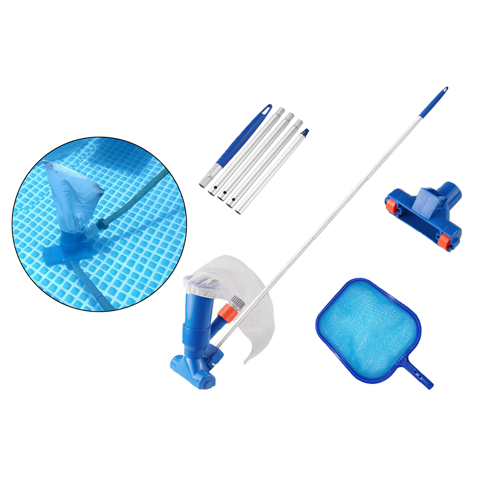 Pool Cleaning Maintenance Set Fine Mesh Net Vacuum Head Handle Hot Tub Underwater Fountain Pond Cleaning Kit Tool EU Standard