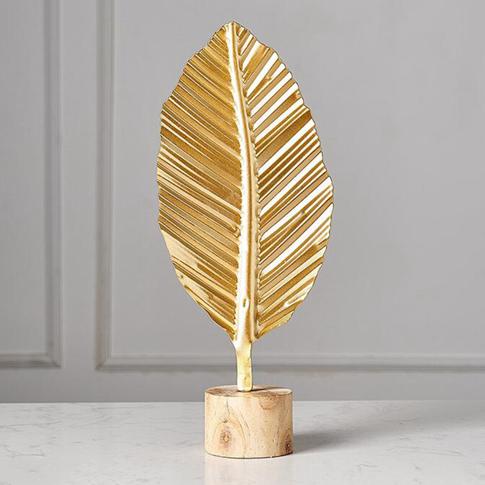 Art Leaf Shape Sculpture Decorative Ornament Figurine Statue Office Desktop