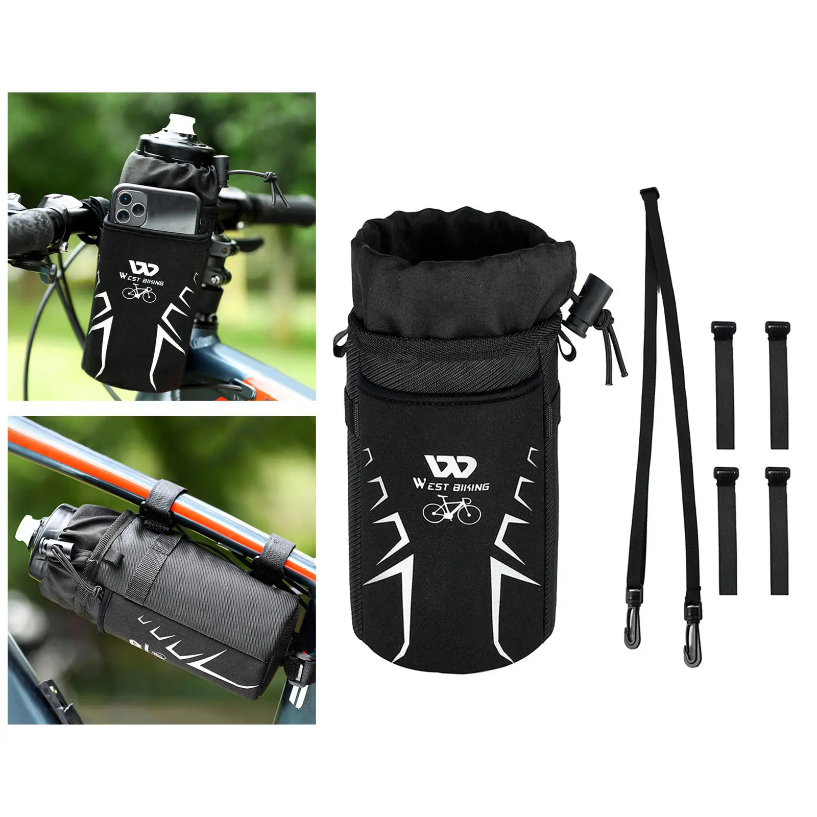 Durable Bicycle Handlebar Bag Water Bottle Holder Bike Drink Cup MTB Scooter Kettle Pouch for Cycling Commuting Equipment