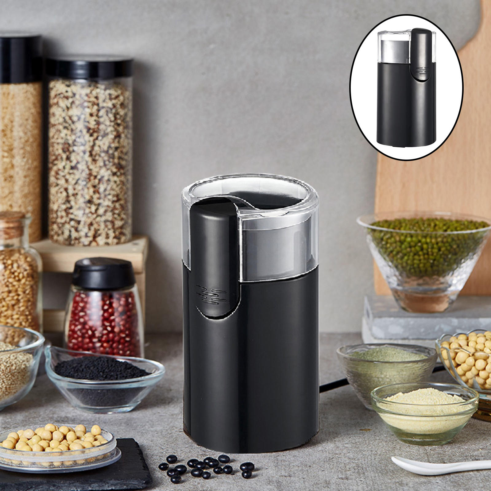 Electric Coffee Bean Grinder Small 150W Spice Grinder for Dry Herb Grains Spices