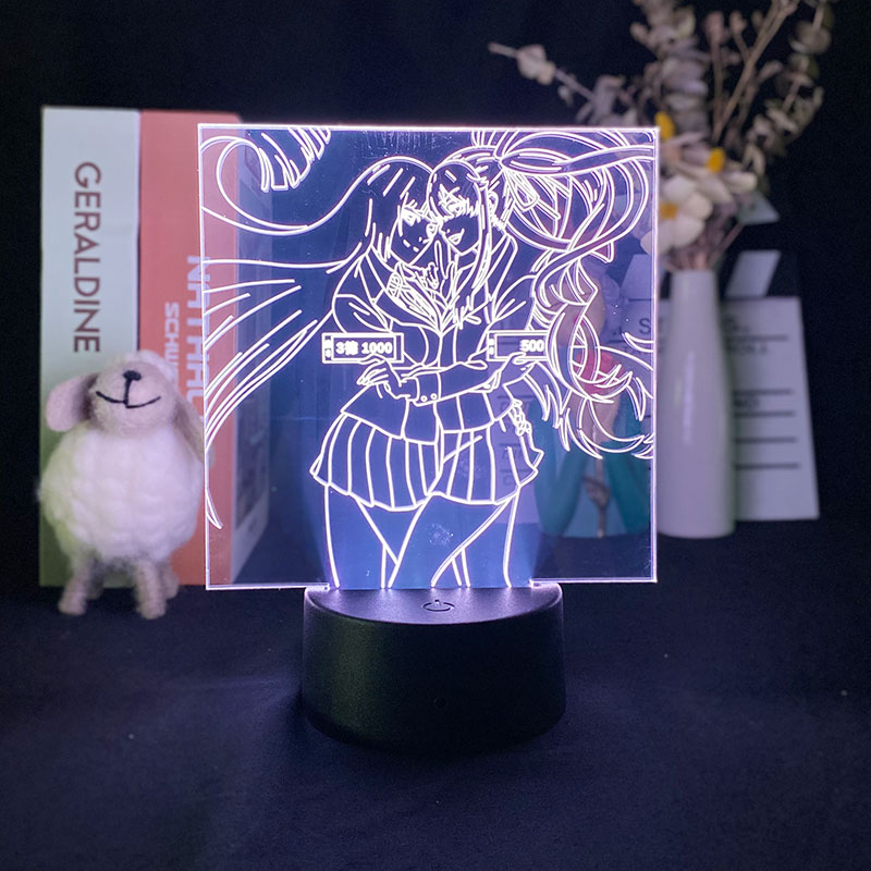 Lâmpada de Projeção Luz da Noite Lâmpada Kakegurui Compulsivo Jogador Despertador Base Luz Delineascope 7 Cor Remoto Dropship 3d 2 Luzes noturnas