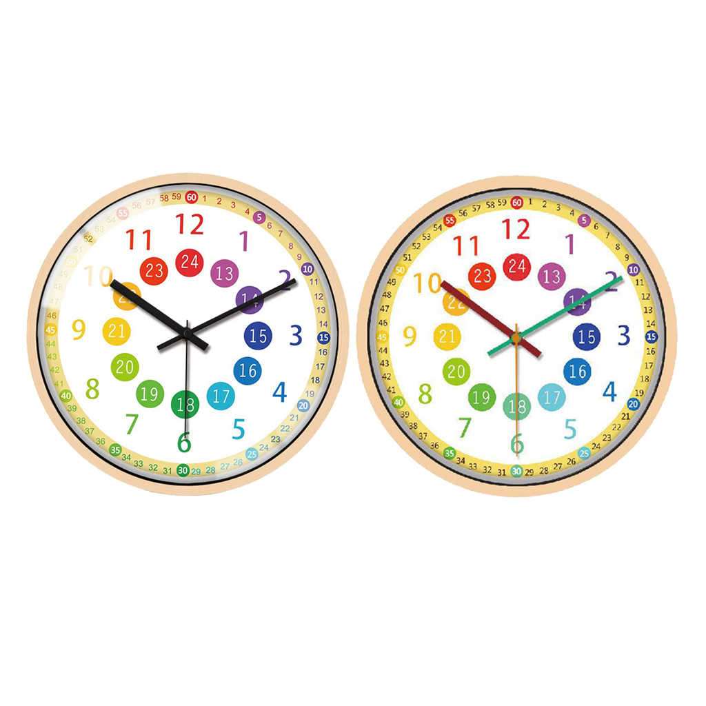 Modern Quartz Wall Clock Silent Kids Bedroom Classroom Round Telling Time