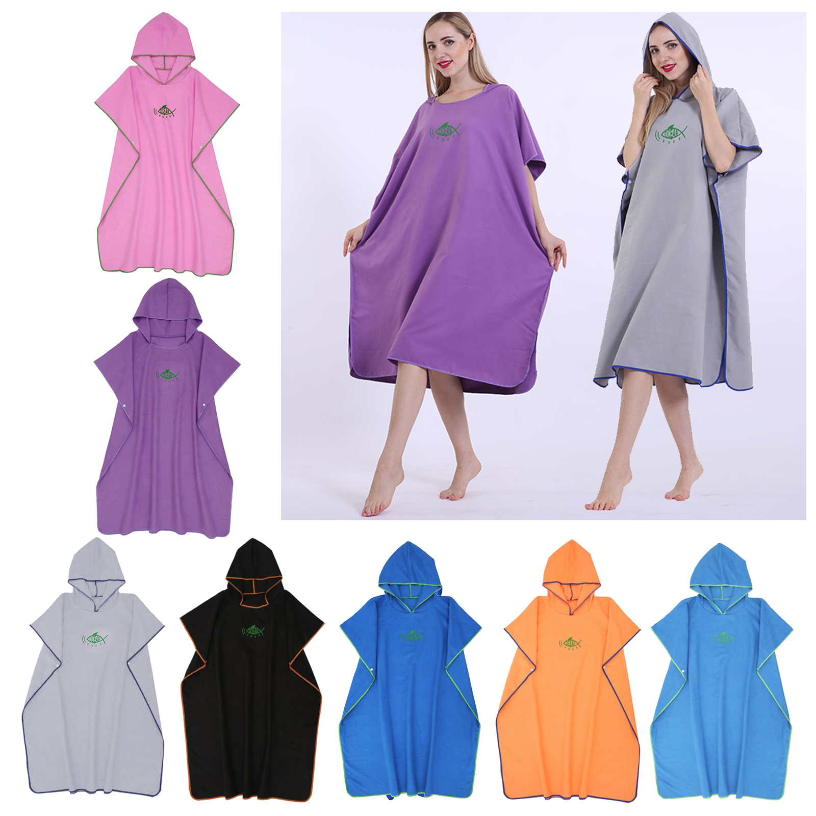 Soft Surf Poncho Adults Skin-friendly Quick-Drying Changing Robe Swimmer Beach Cloak Swimming Cape for Women Men