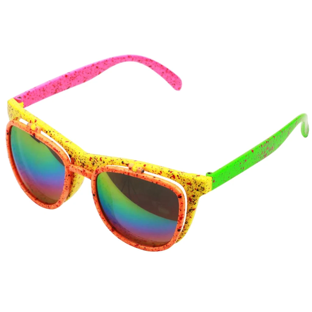 80s Neon Party Glasses Novelty Flip up Sunglasses Costume Props for Kids Adults