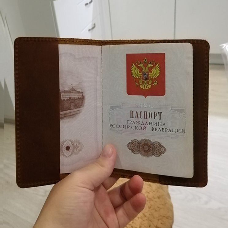 Russland-Passhülle aus echtem Leder, Reisepasshülle aus Vollnarbenleder, Geschenk für Reisen – Detail 6