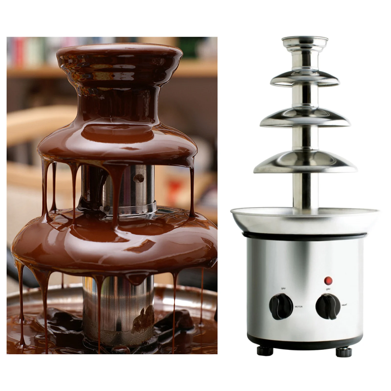 Ranch 2-Pound Capacity Liqueurs Easy to Assemble HEMOTON 4 Tiers Chocolate Fountain Stainless Steel Chocolate Fondue Fountain BBQ Sauce Perfect for Nacho Cheese 