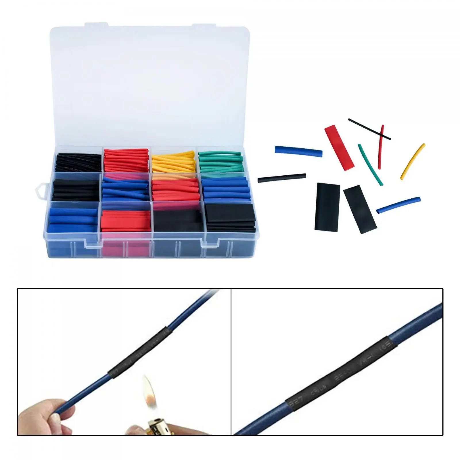 750Pcs Heat Shrink Tubing Kit Electrical Cable Sleeve Assortment Insulation Protection with Storage Case