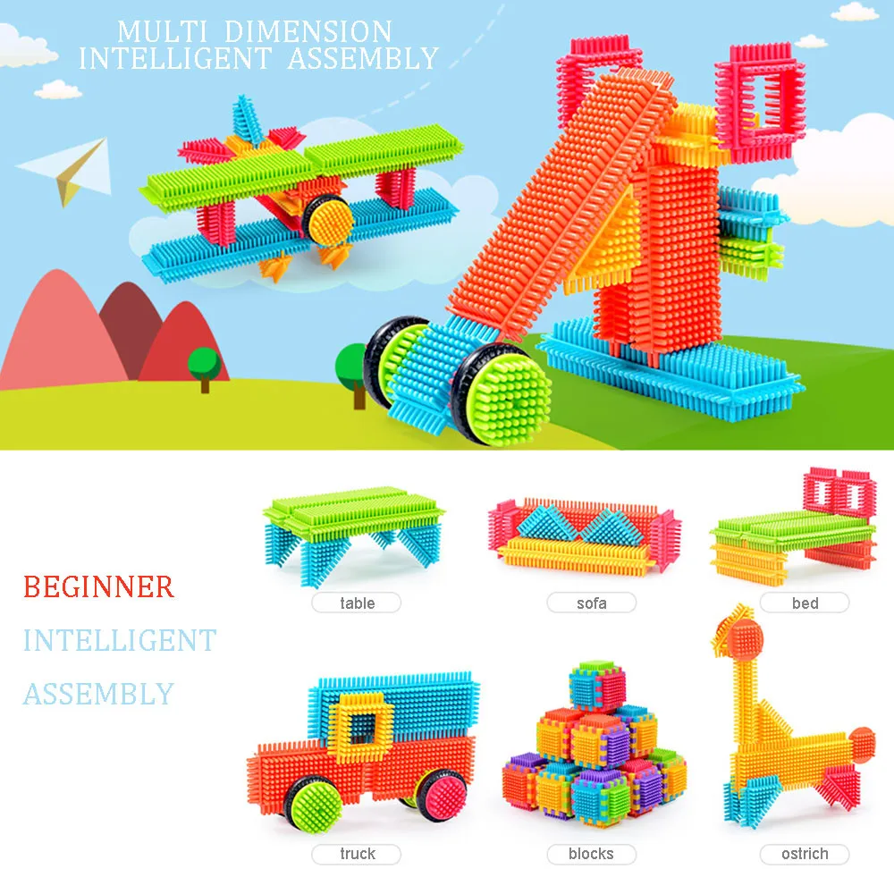 Rigel7 150pcs Bristle Shape 3D Building Blocks Tiles Construction Playboards Toys Gift for Boys Girls Toddlers Kids 