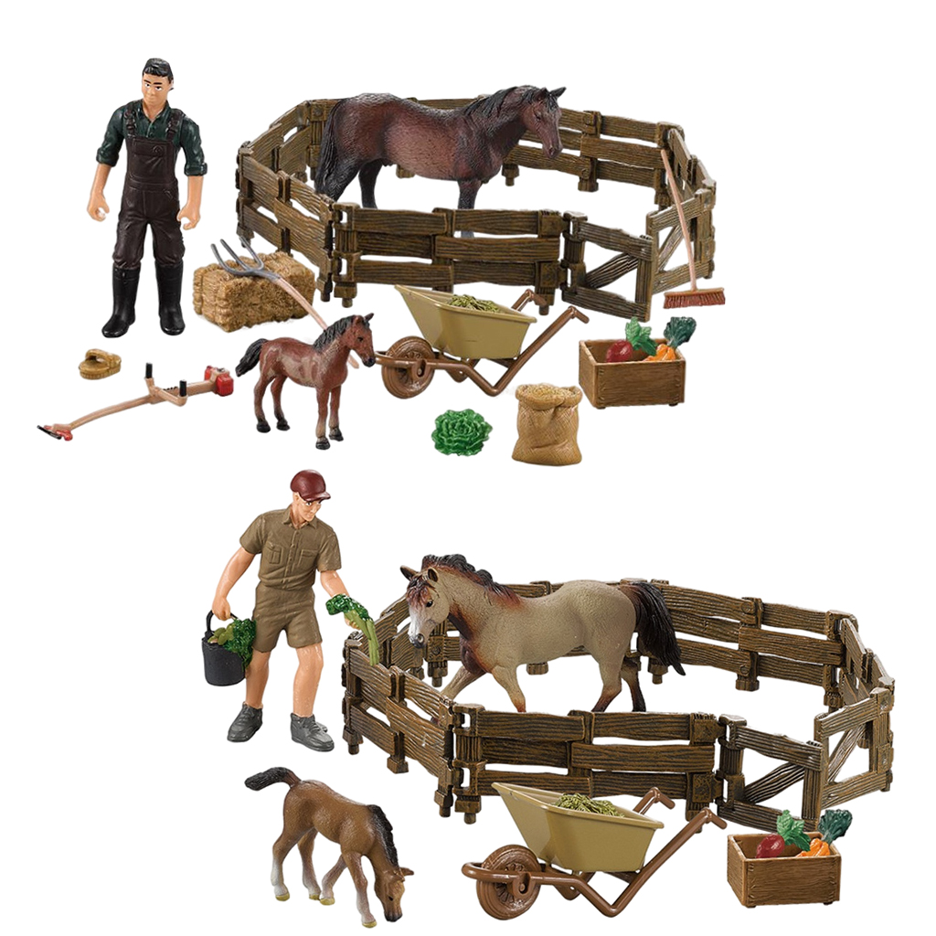 Horse Figure Set Farm Scene for Kids Horse Playset Model Gift for Kids