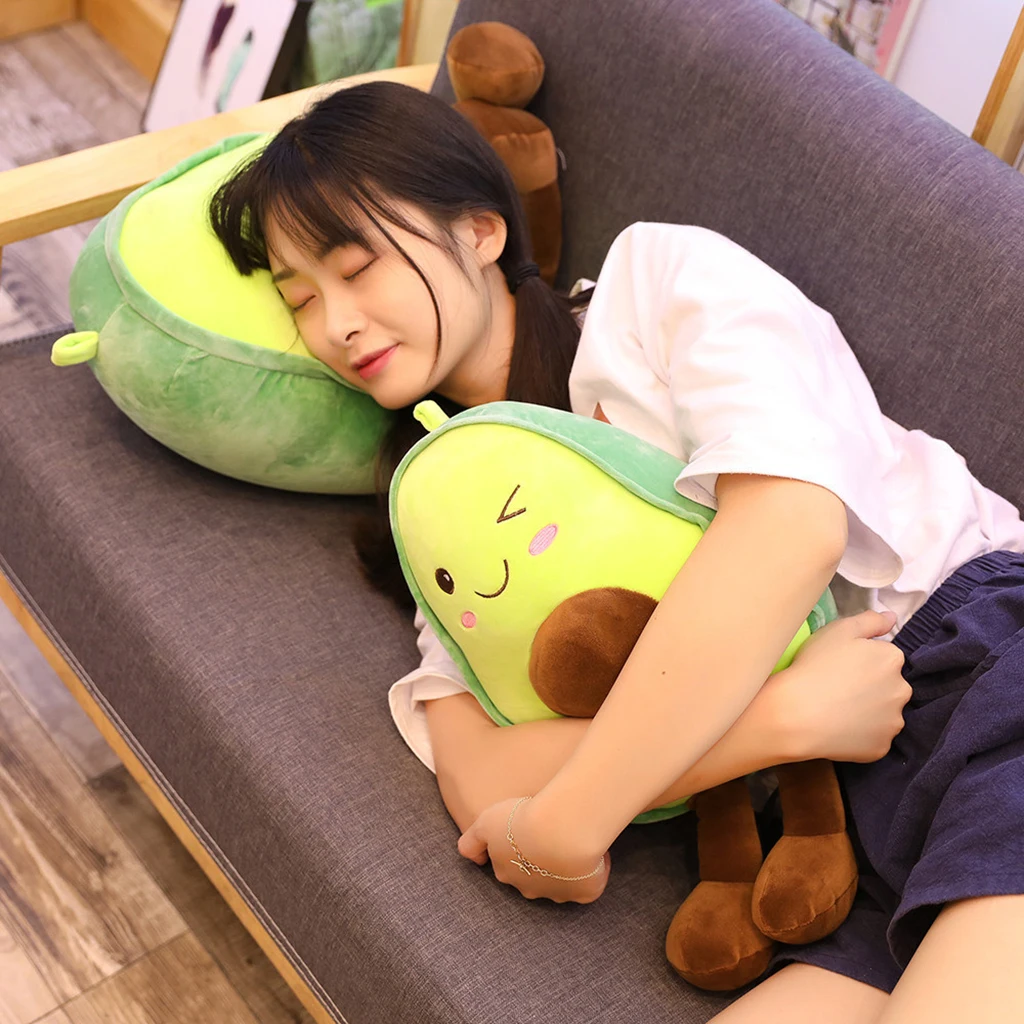 Cartoon Kawaii 17.72inch Stuffed Plush Avocado Sleeping Cuddle Fruit Plush Doll Sofa Cushion Home Decor Birthday Gift