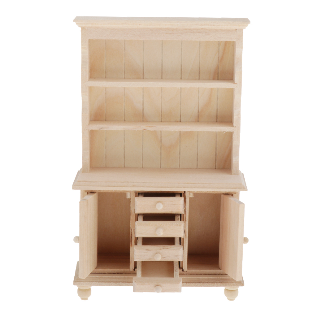 1:12 Doll House Miniatures Storage Bookcase Wooden Craft Cabinet Furniture