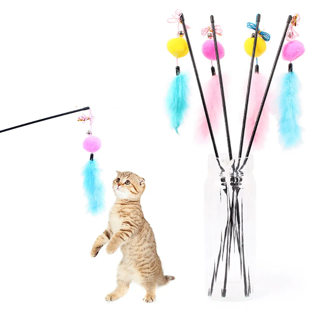 1pc Cat Teaser Pet Exercise Toy With Bell Kitten Wire Chaser Interactive Wand