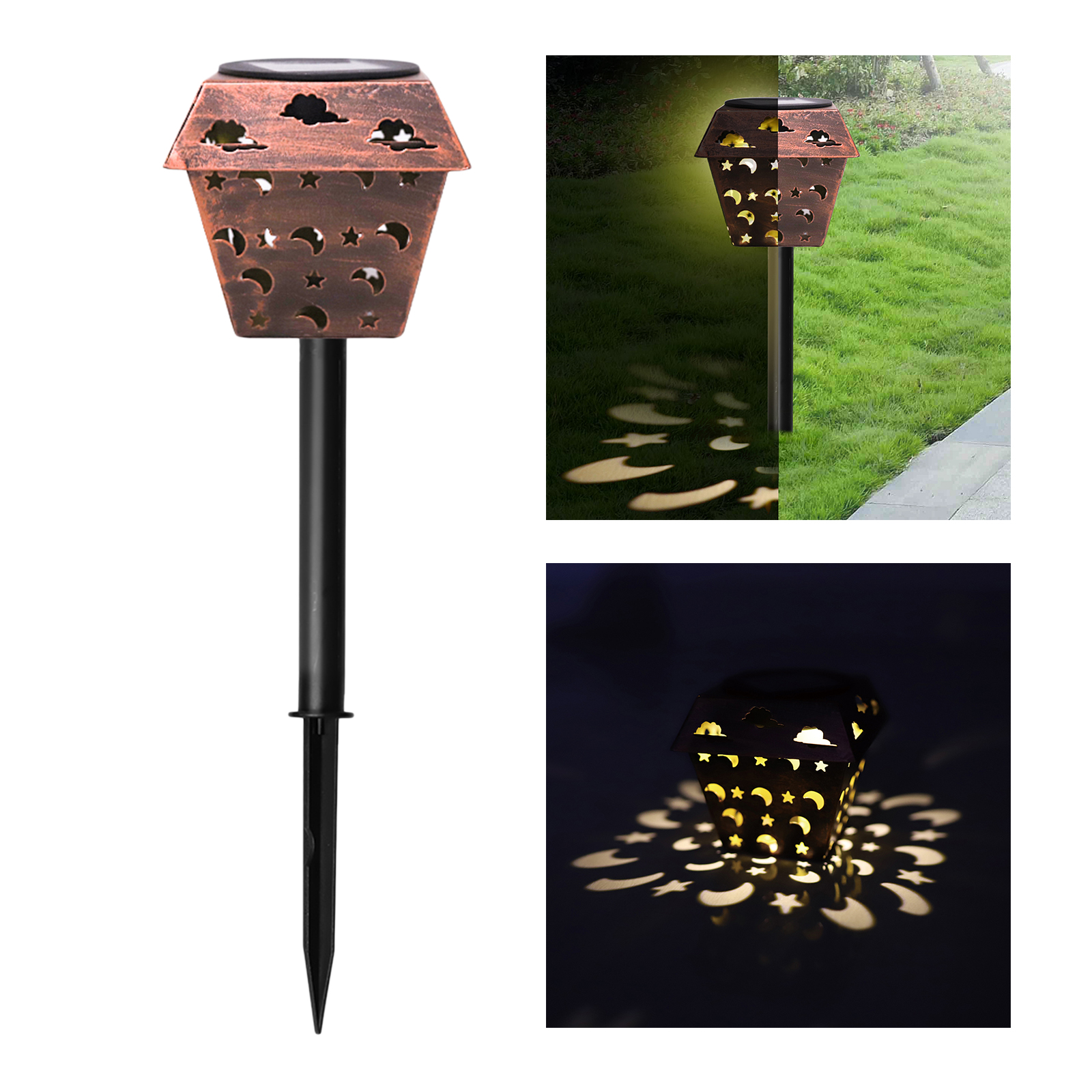Exteriores do Caminho das Luzes Solares da Paisagem do Jardim para a Decoração Luzes Solares Exterior 3 Lâmpadas solares