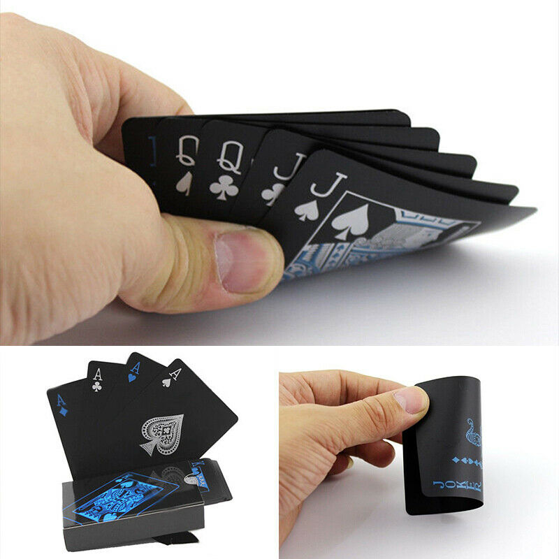 1 Deck Black Waterproof Plastic Poker PVC Playing Cards Game Pokers