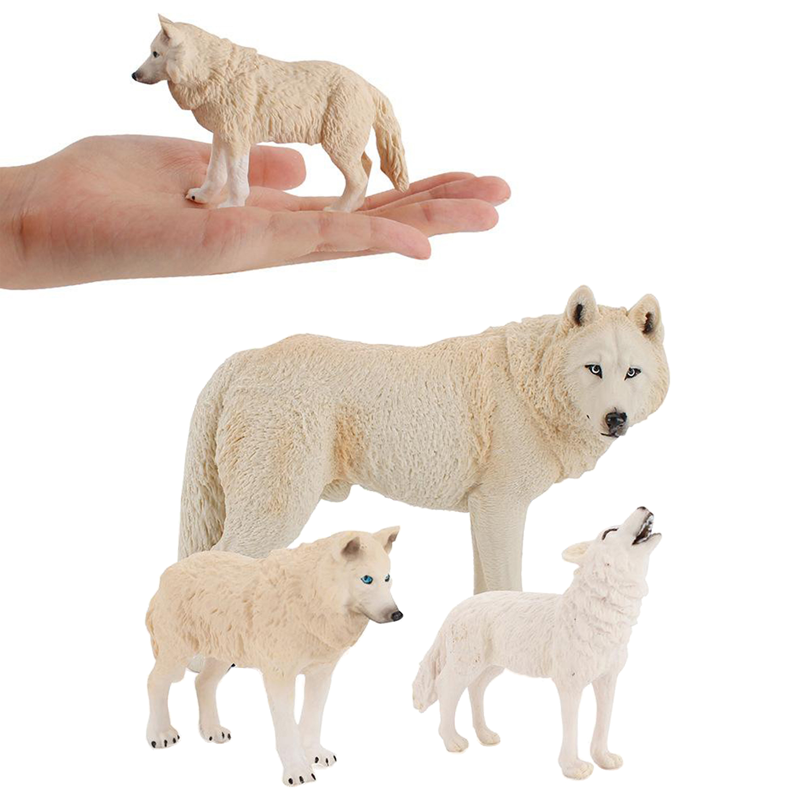 Plastic Wolf Figures Free Standing Ornament Figurine Realistic Wild Animals